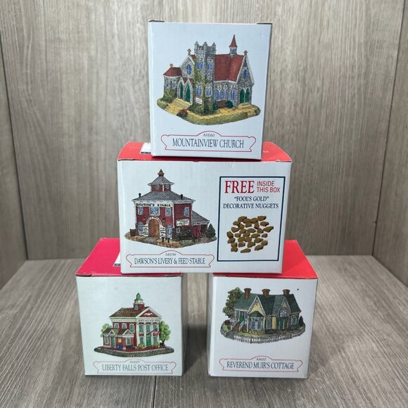 Liberty Falls Americana Collection 4-pc Miniature Village Buildings Vintage 1990 - Picture 4 of 11
